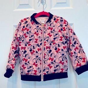 Toddler girls bomber style jacket Disney pink black and red